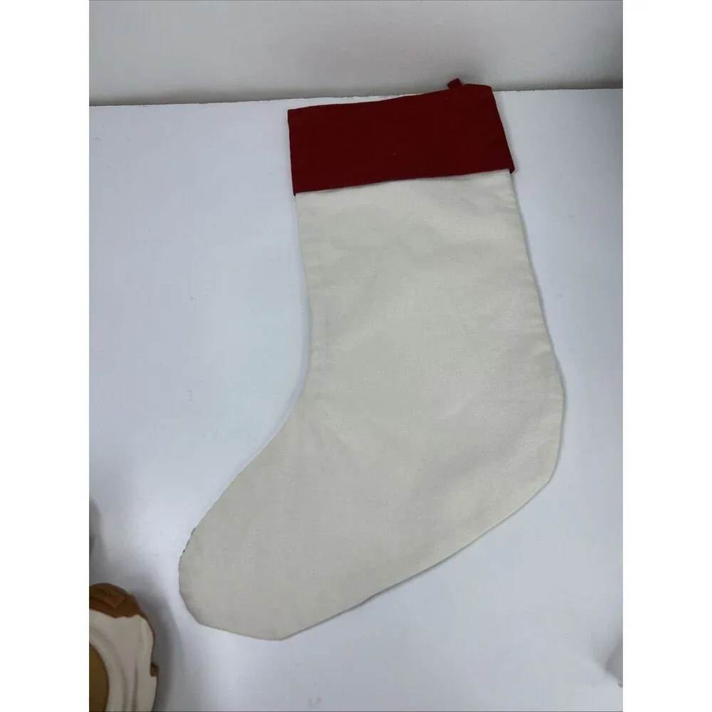 Pottery Barn Christmas Stocking Embroidery Cardinal Pine Cone Branch Bird Crewel